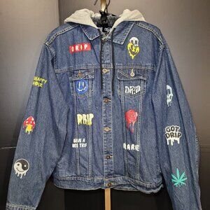 Eighty Eight Brand Drip Hoodie Denim Jacket Size XL